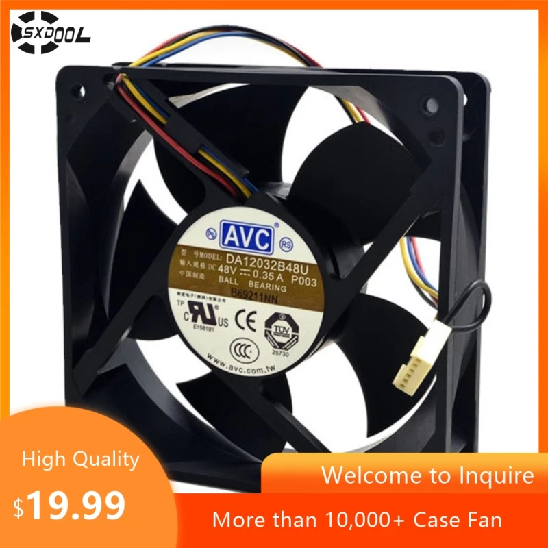 

For AVC DA12032B48U 120x120x32mm DC 48V 0.35A Dual Ball Bearing High Airflow Industrial Cooling Fan