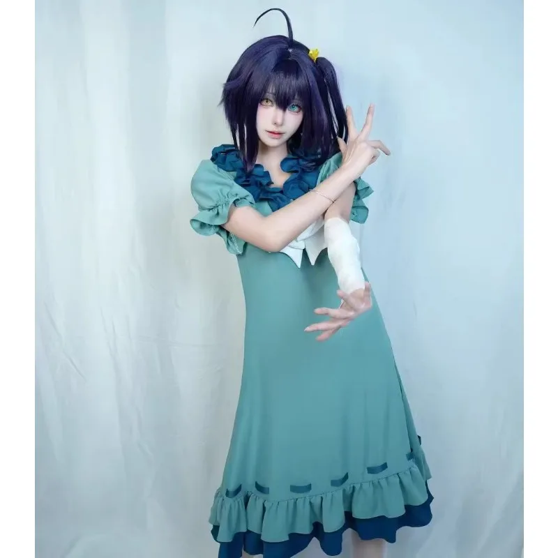 

Anime Takanashi Rikka Cosplay Costume Sleeping Dress Long Green Pajamas Set for Women Cartoon Fashion Home Wear Outfits
