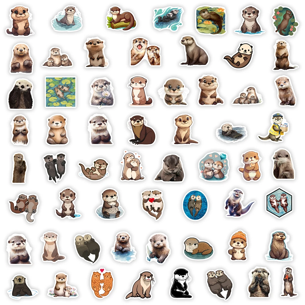 Cute Cartoon Otter Stickers Art Clipart Collection Toys Waterproof Decal for Laptop Scrapbook Notebook Phone Bottles Decorative