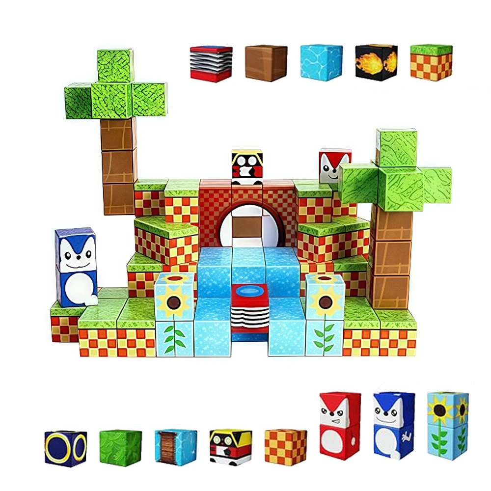 مجموعة بناء البلاط المغناطيسي 100 قطعة ألعاب البناء الإبداعية الجذعية التعلم هدية للأطفال ثلاثية الأبعاد نموذج ديكور هدايا العيد