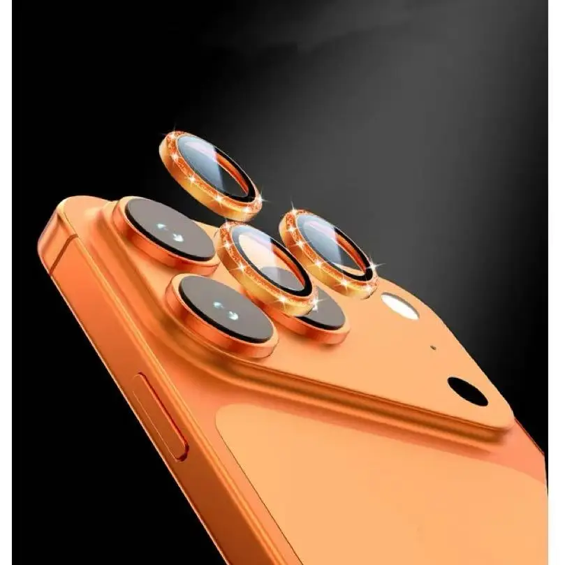 1-3 قطعة غطاء حماية لعدسة الكاميرا باللون البرتقالي اللامع لهاتف آيفون 17 برو ماكس بلس لهاتف آيفون 17 برو ماكس ملحقات حماية الهواء #3