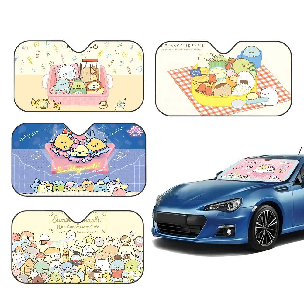 Japón s-sumikkogurashi lindo parabrisas delantero plegable parasol 70x130cm láminas de dibujos animados de Anime parasol para coche protección solar