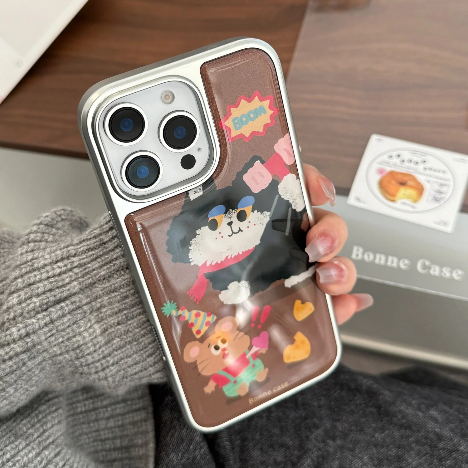 Fun Trend Cartoon Cheese Cat Phone Case For iPhone 17 AIR 16 15 14 13 12 11 PRO MAX PLUS Anti Drop Dustproof Silver Edge Cover