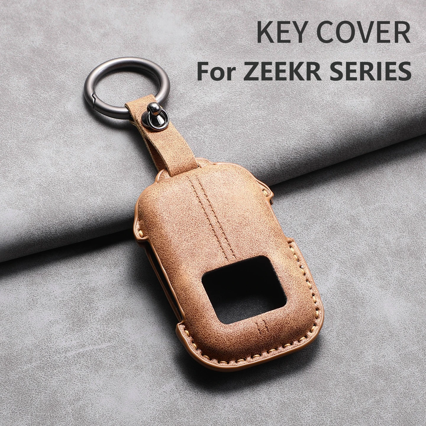 

Leather Car Key Protective Cover For Zeekr 9X 001 2026 Smart Holder Keychain Case Protector Shell Fob