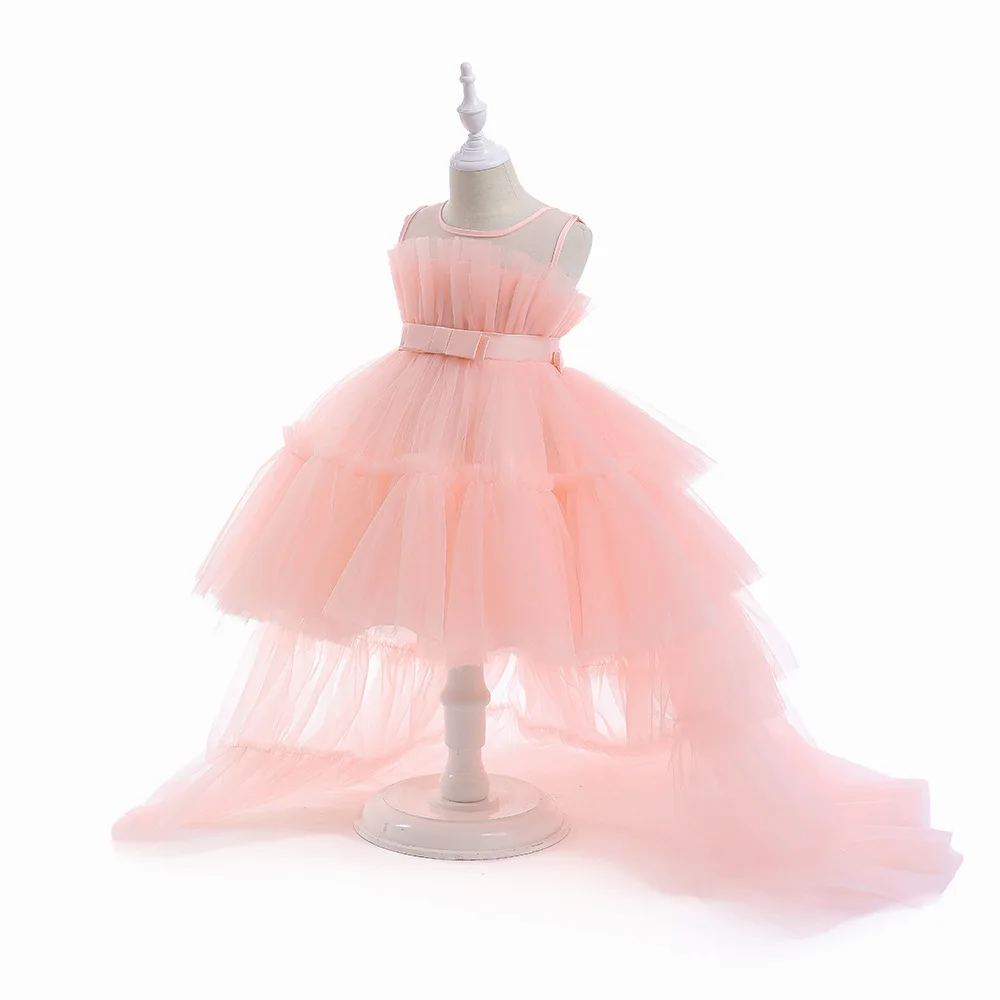 Girls Party Dresses 6 Colors 90cm-140cm Gauze Ball Gown Floor-length Wedding Kids Dress Birthday Pink Princess Skirt Wholesale