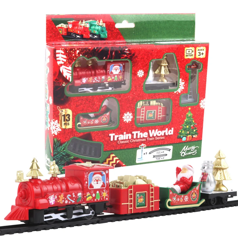 

Новый рождественский электрический железнодорожный поезд, игрушка, Рождественская музыка, мини-поезд, детская машина, Рождественский поезд, игрушка