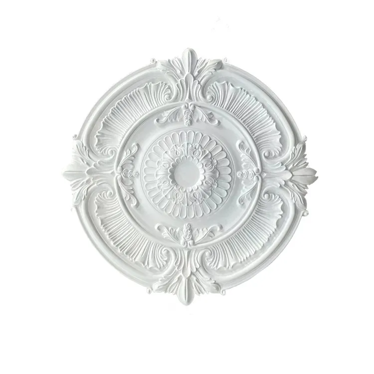 French PU light panel European lamp pool ceiling decoration material imitation gypsum lamp holder shape engraving round modern l