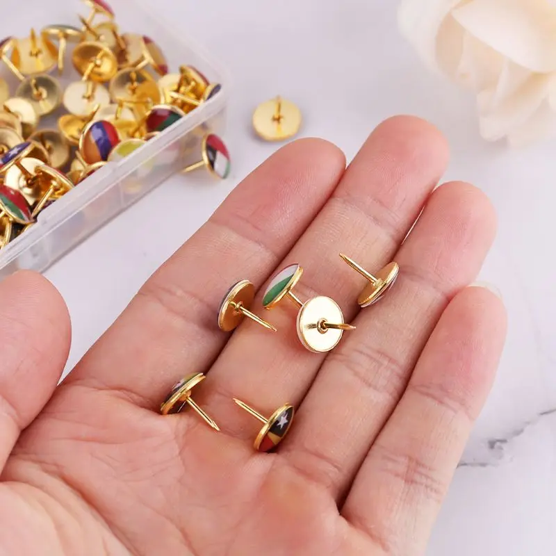 100 Cái/hộp Bản Đồ Tacks Quốc Kỳ Thumbtack Đẩy Chân Bảng Thông Báo Dấu Văn Phòng Học Cung Cấp