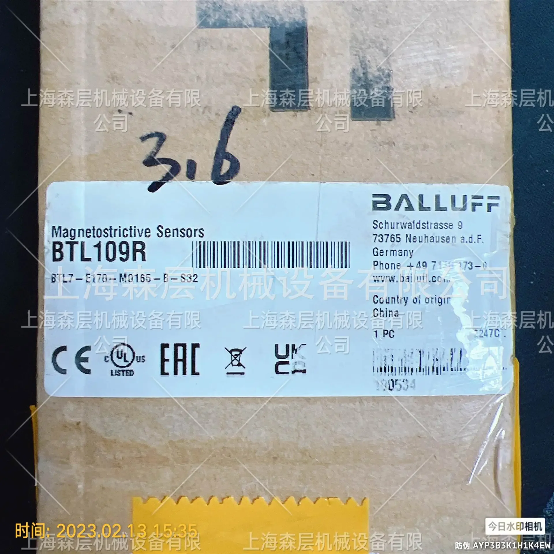 2026 BALLUFF BTL7-E170-M0165-B-S32 Displacement Sensor Shanghai Forest Layer Spot