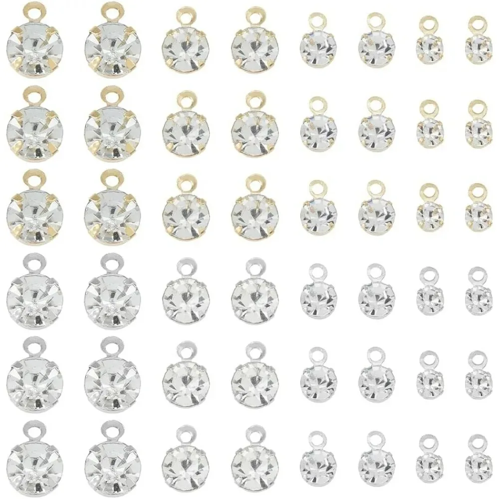 

192 шт., 8 стилей, подвеска в виде камня, латунь, микро-паве, подвески с кубическим цирконием, круглые бусины, подвески и комплект для изготовления