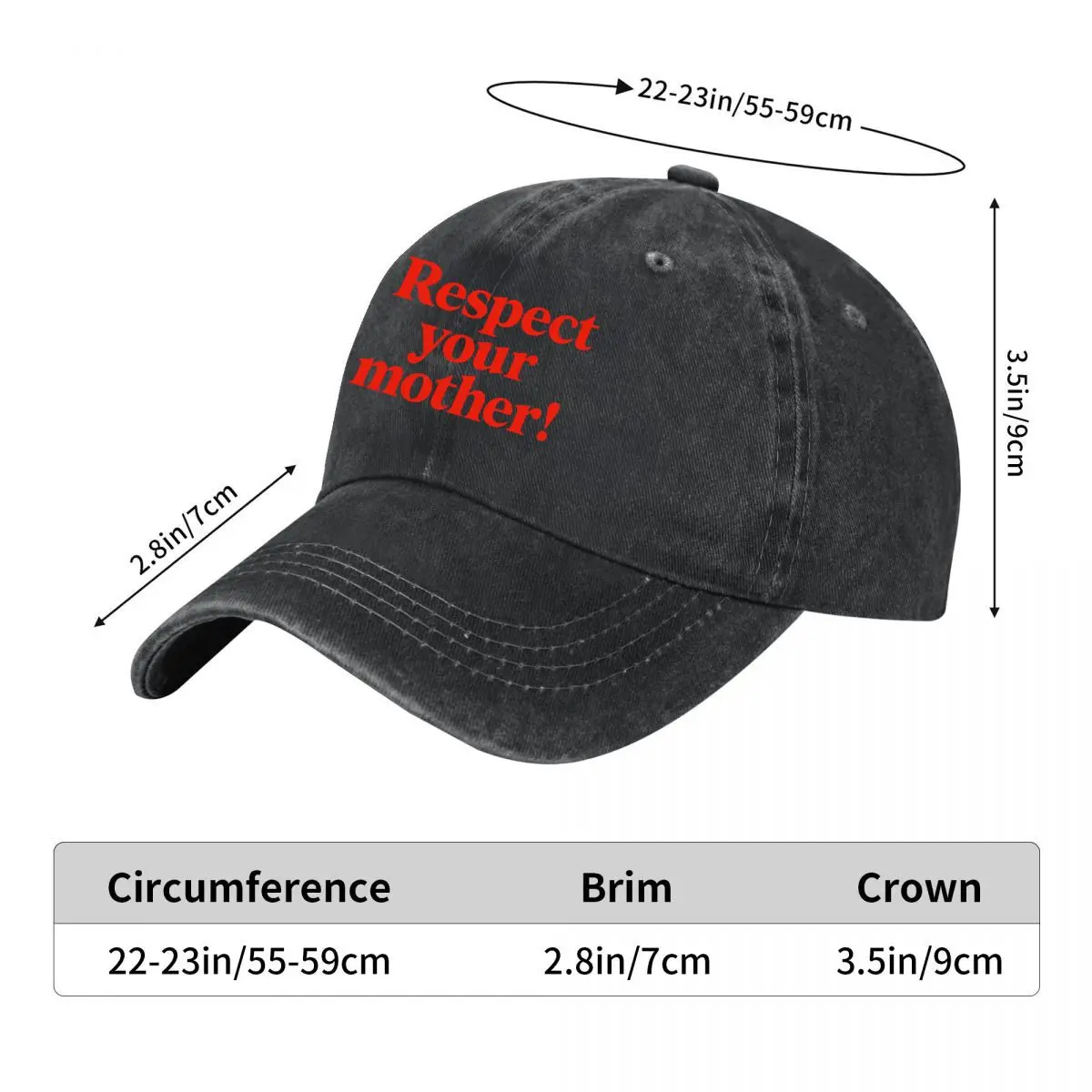 Respect Your Mother Environmental Activism Slogan Design Baseball Cap Men Women Distressed Washed Sun Cap Outdoor Workouts Hat