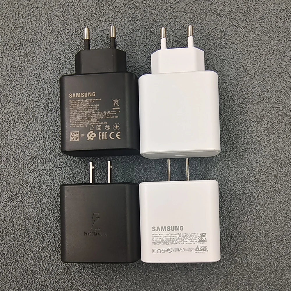 سامسونج S25 S24 FE 45 واط PD شاحن شحن سريع للغاية لهاتف جالاكسي S23 الترا بلس A56 C55 F56 M56 الاتحاد الأوروبي/الولايات المتحدة محول 5A نوع C كابل #3