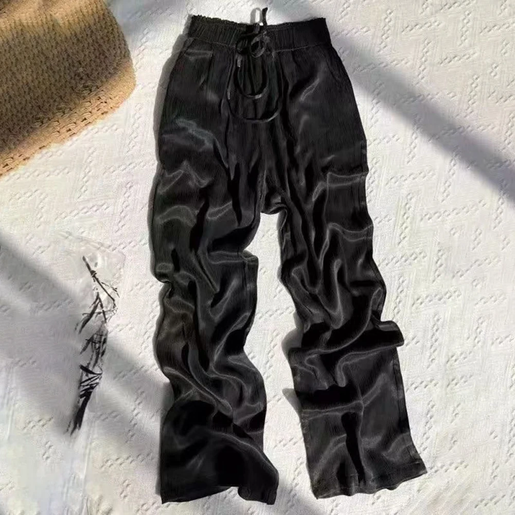 

Casual Outing Summer Casual Pants Comfortable Summer Casual Pants Streetwear Style Slightly Elastic Solid Color Pattern