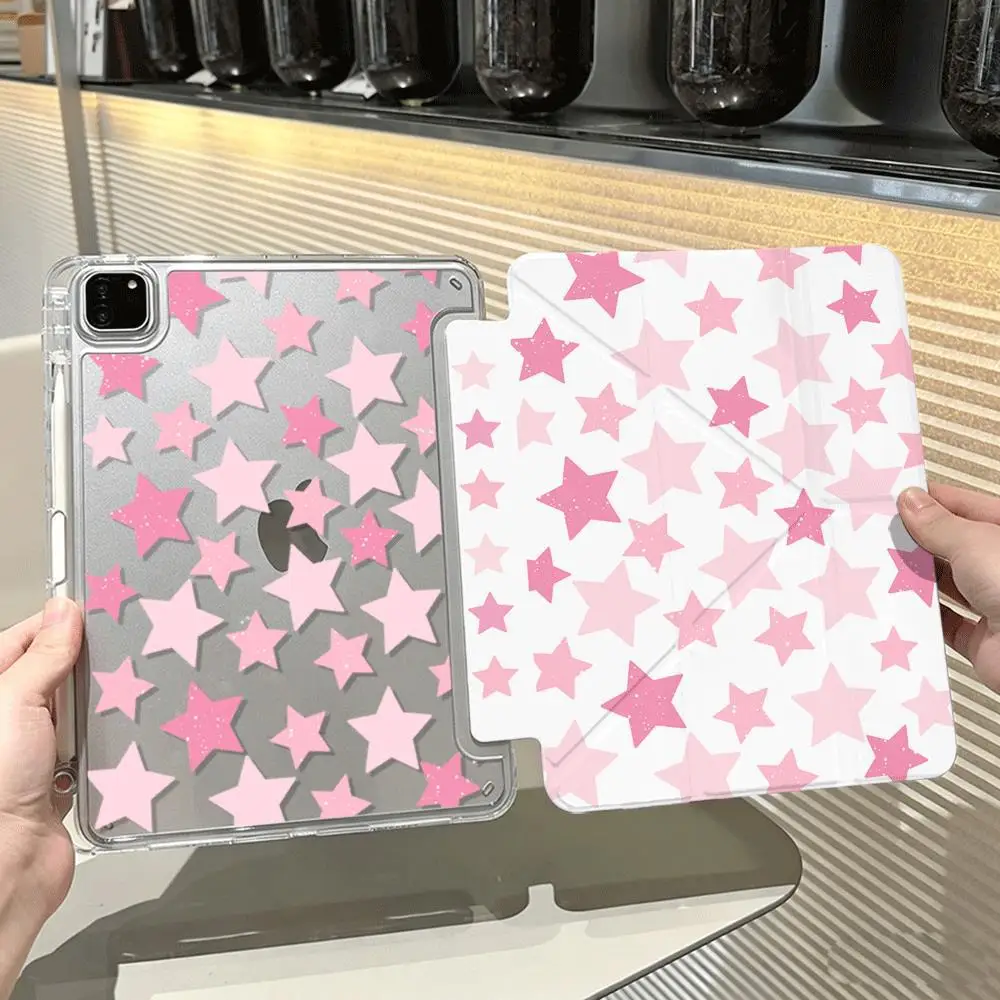 Korean Full Screen Star Tablet Case For iPad Pro11 13 M2 M4 M3 10.2 5/6th 7/8/9/10/11th Mini 6 7 Air 3 4 5 6 Stand Cover