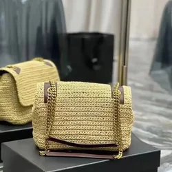 Nowa torba na jedno ramię Lafite Woven - damska torba listonoszka z łańcuszkiem w stylu retro, idealna na wakacje na plaży i do noszenia na co dzień