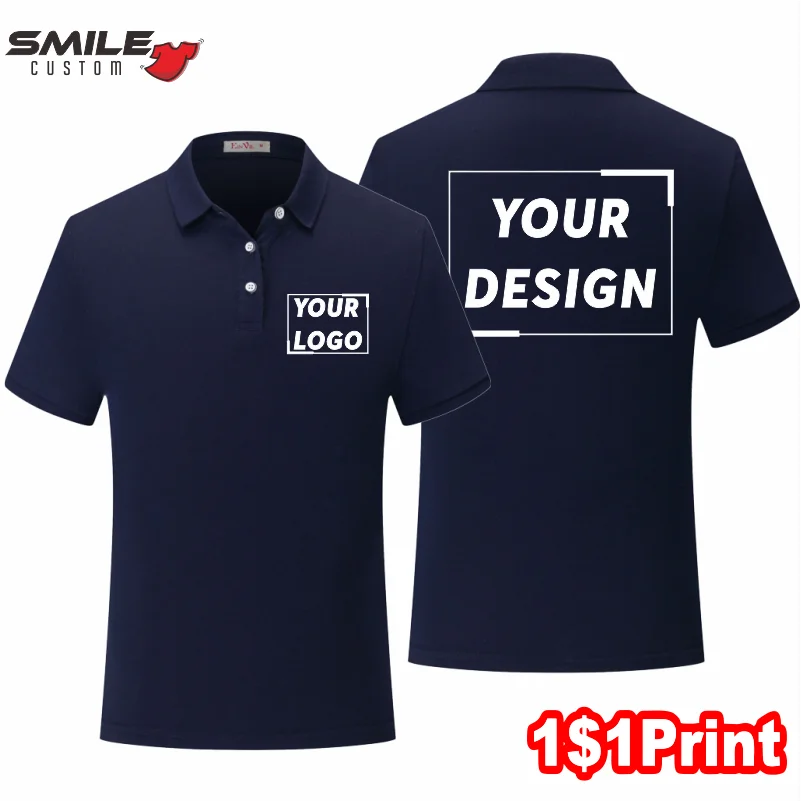 Men's Business Casual Short Sleeve Polo Print Custom Logo Fashion High Quality Lapel Shirt Embroidery Company Personal Branding