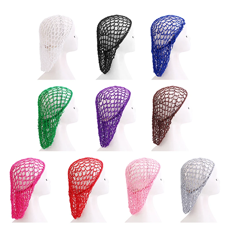 

Модные женские вязаные крючком снуд для волос с эластичными краями, сетка для длинных волос, сетка для сна, ночная шапочка, тюрбан, головные уборы, сетки для волос