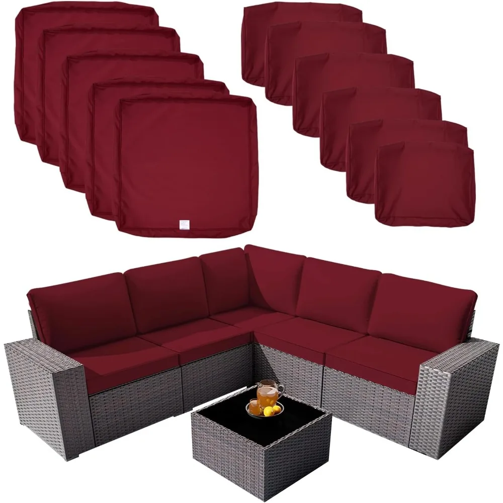 

ClawsCover 11Pack Outdoor Seat and Back Cushions Replacement Covers Fit for 5-Seater 6Pieces Wicker Rattan Patio Furniture Conve