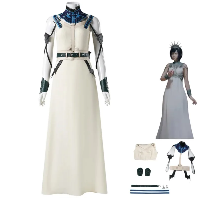 

Game Final Fantasy VII Rebirth Aerith Gainsborough Cosplay Costume Battle Uniform White Dress Woman Sexy Carnival Party Suit