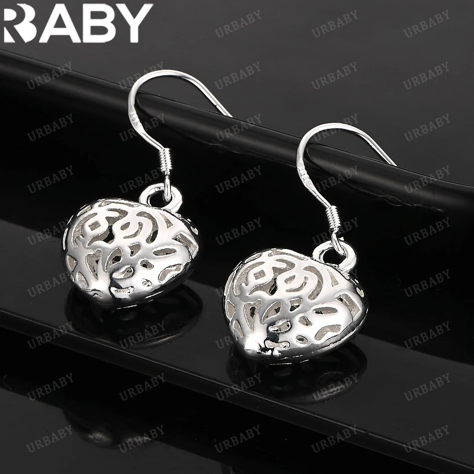 

URBABY 925 Sterling Hollow Heart Drop Earrings For Women Charm Jewelry Fashion Party And Daily Wear