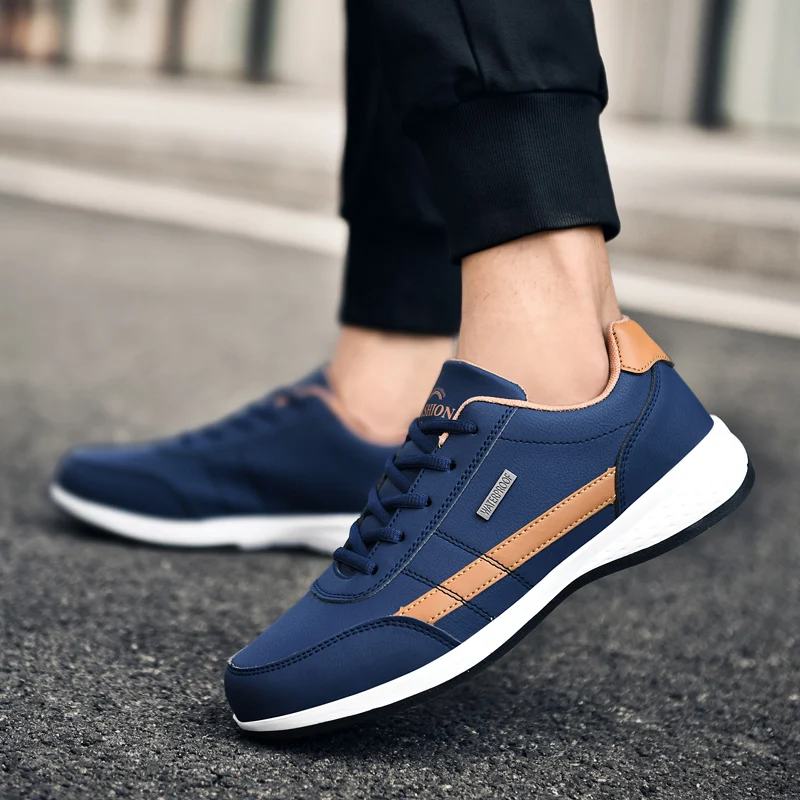 Neue Blau Laufschuhe Männer Leder Wasserdicht Athletische Turnschuhe Männer Tragen-beständig Mann Zu Fuß Sport Schuhe Bequeme Männer Schuhe