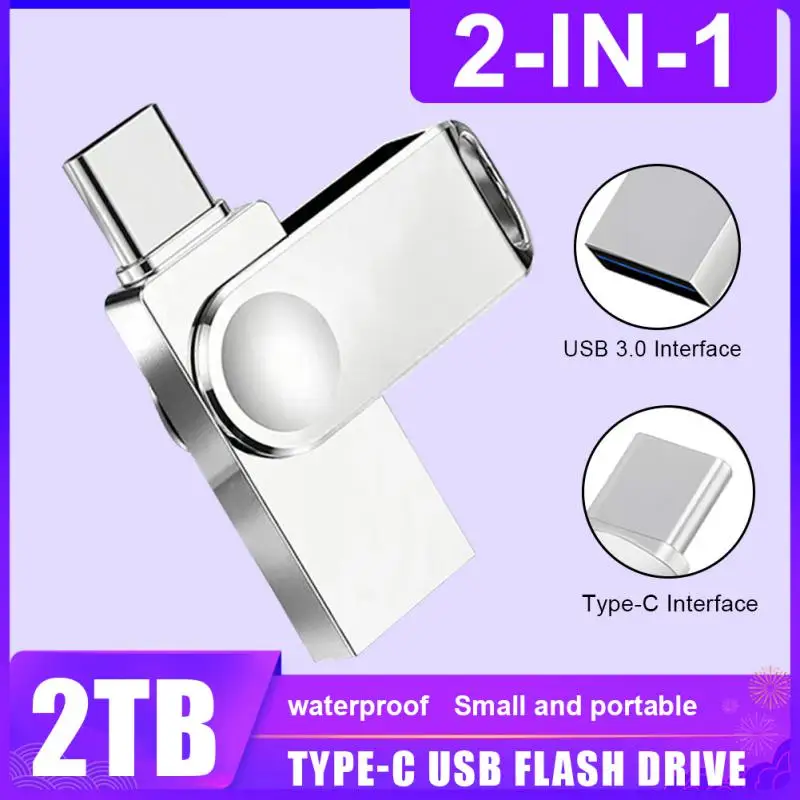 

OTG 2-IN-1 Usb Flash Drive Metal Real Capacity Usb Flash 2 TB 1TB 128GB Memory Stick Type C Pen Drive USB 3.0 Storage Key Usb