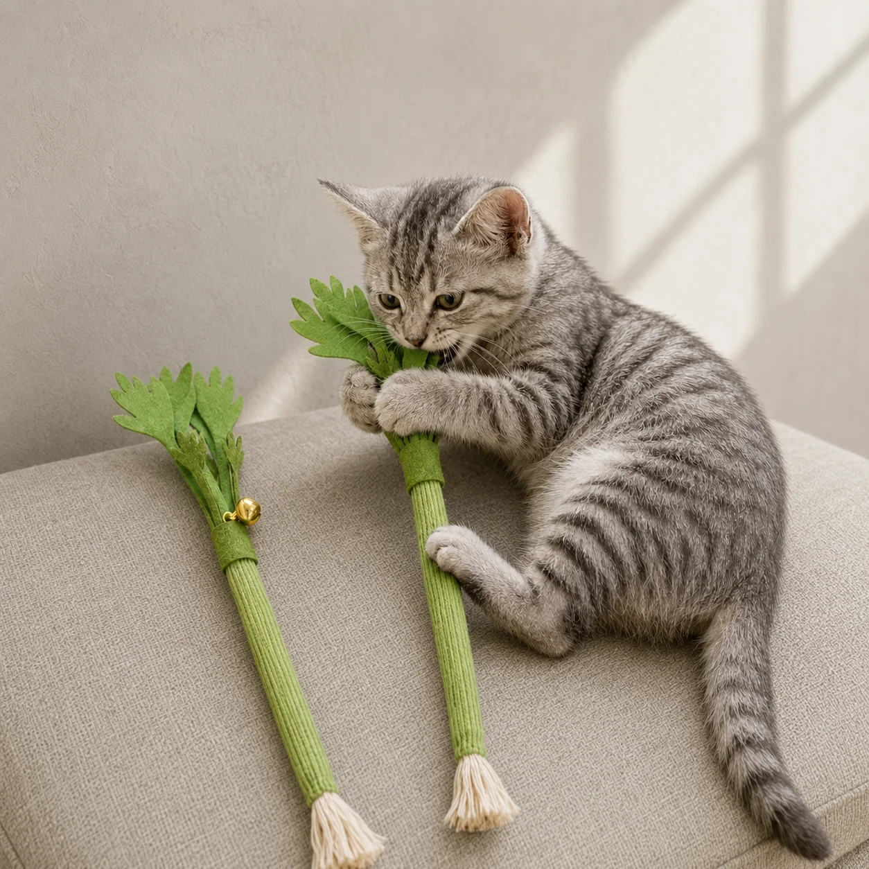 Natürliches Silberweiden-Katzenspielzeug, Matatabi-Stick mit Glocke, interaktives Kauspielzeug zur Zahnreinigung für Katzen und Kätzchen, Zahnpflege – Detail 4