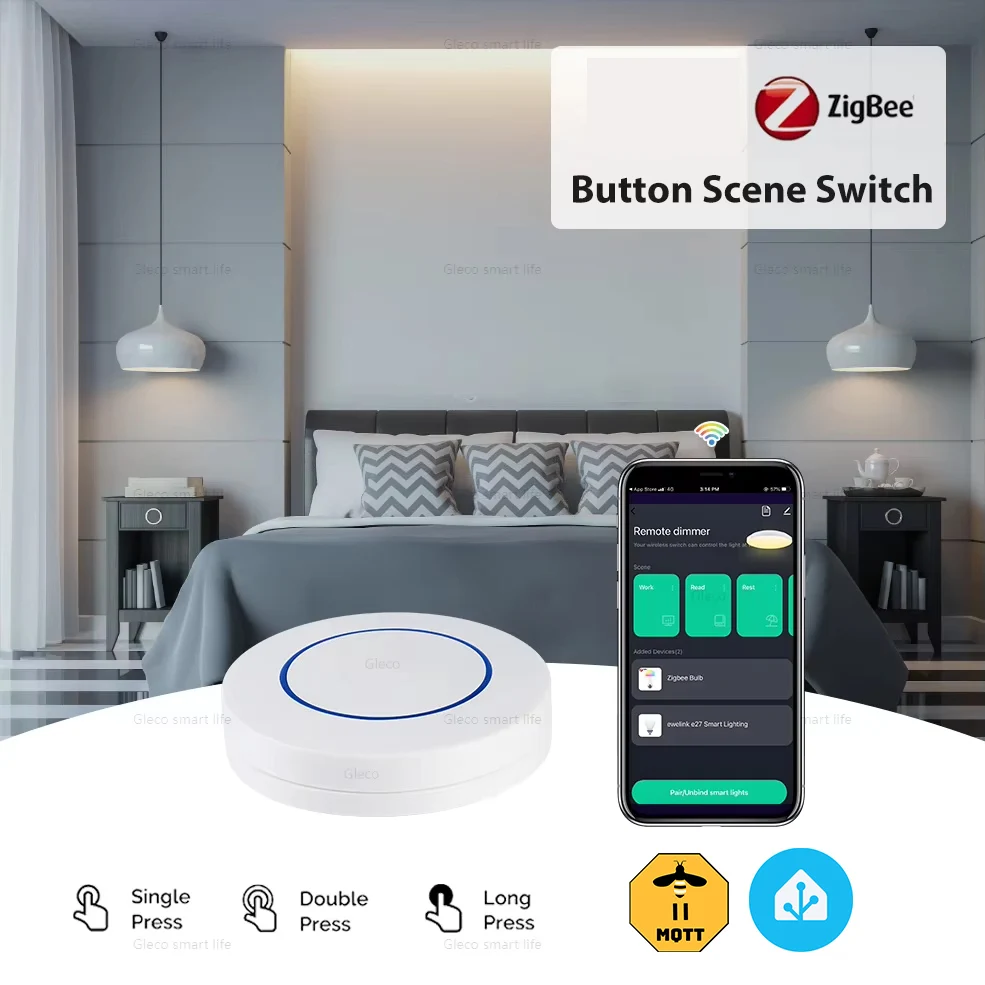 

Zigbee Scene Button Switch Wireless Remote on Off Key Controller Smart Home Automation Scenario Switches Required Hub Gateway
