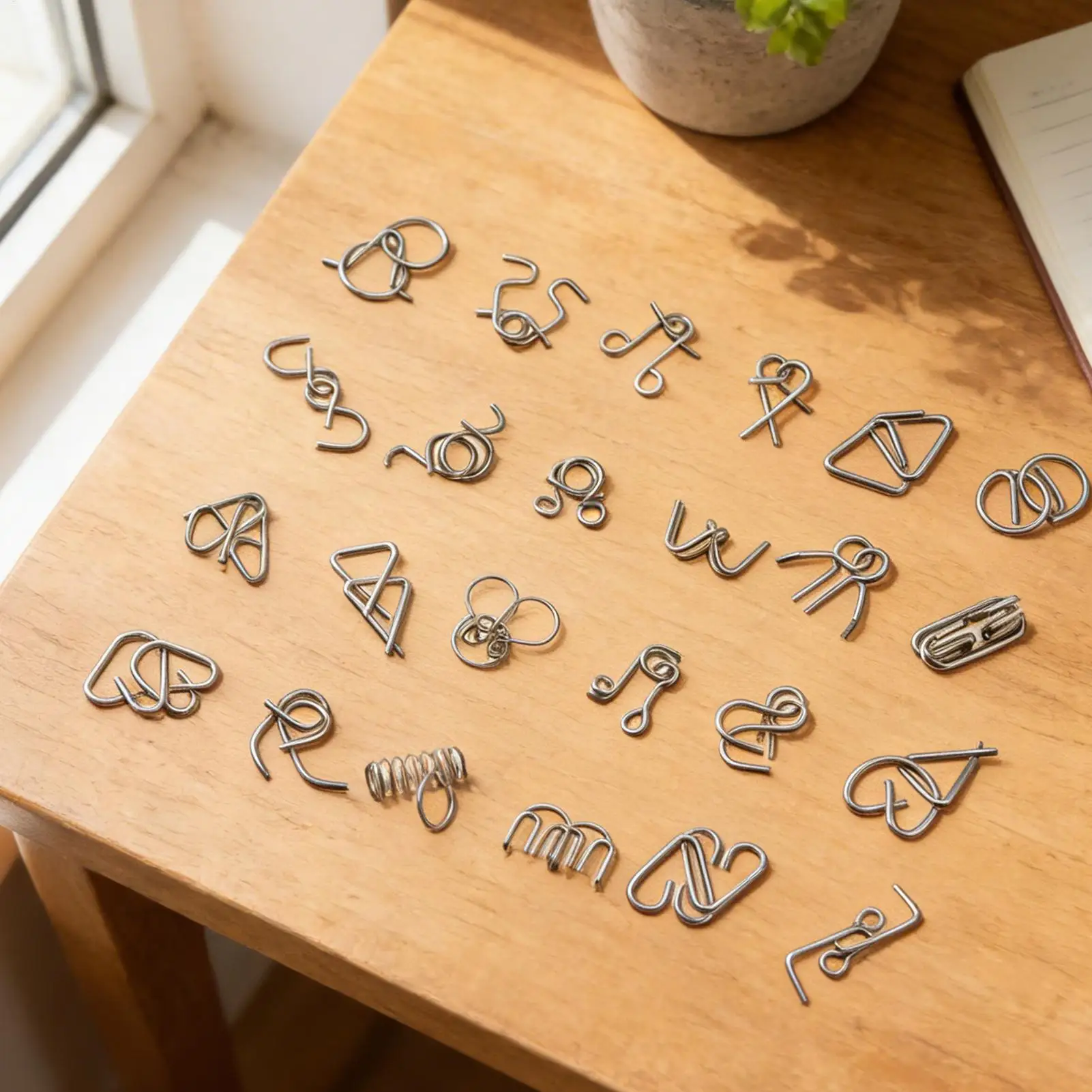 Metal Brain Teaser Puzzles Educational Mind Test Game Toy Challenging Metal Ring Puzzle for Kids Teens Adults Challenge Home