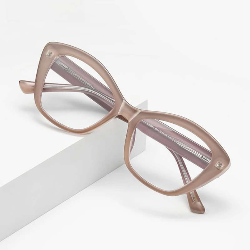 CLLOIO Fashion Minimalist Versatile Prescription Glasses Anti Blue Light Myopia Glasses TR90 Cat Eye Progressive Reading Eyewear