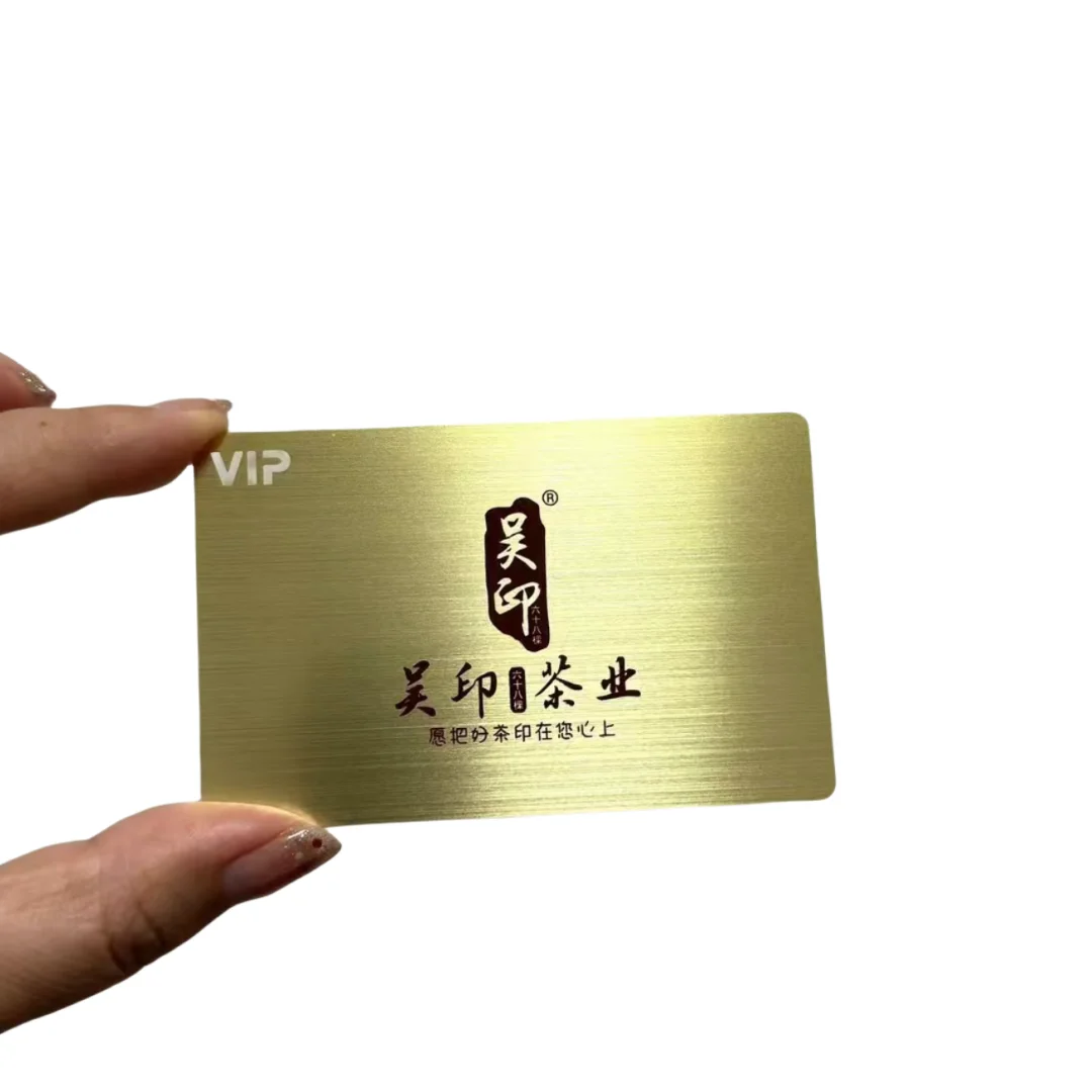 Customized inquiry Gold Stainless Steel Custom Design Brush Membership Metal Business Card