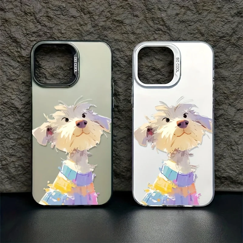

Colored painted dog phone case for iPhone 17 16 15 14 13 12 11 Pro/ Max/Plus shock-proof rear cover anti-fingerprint