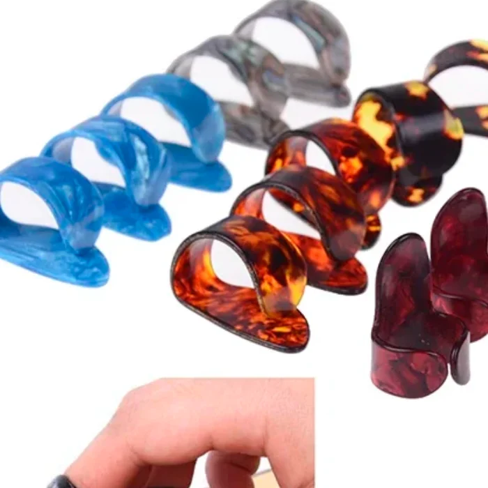 جيتار 10 قطع من أدوات اختيار إصبع الإبهام من الفولاذ المقاوم للصدأ