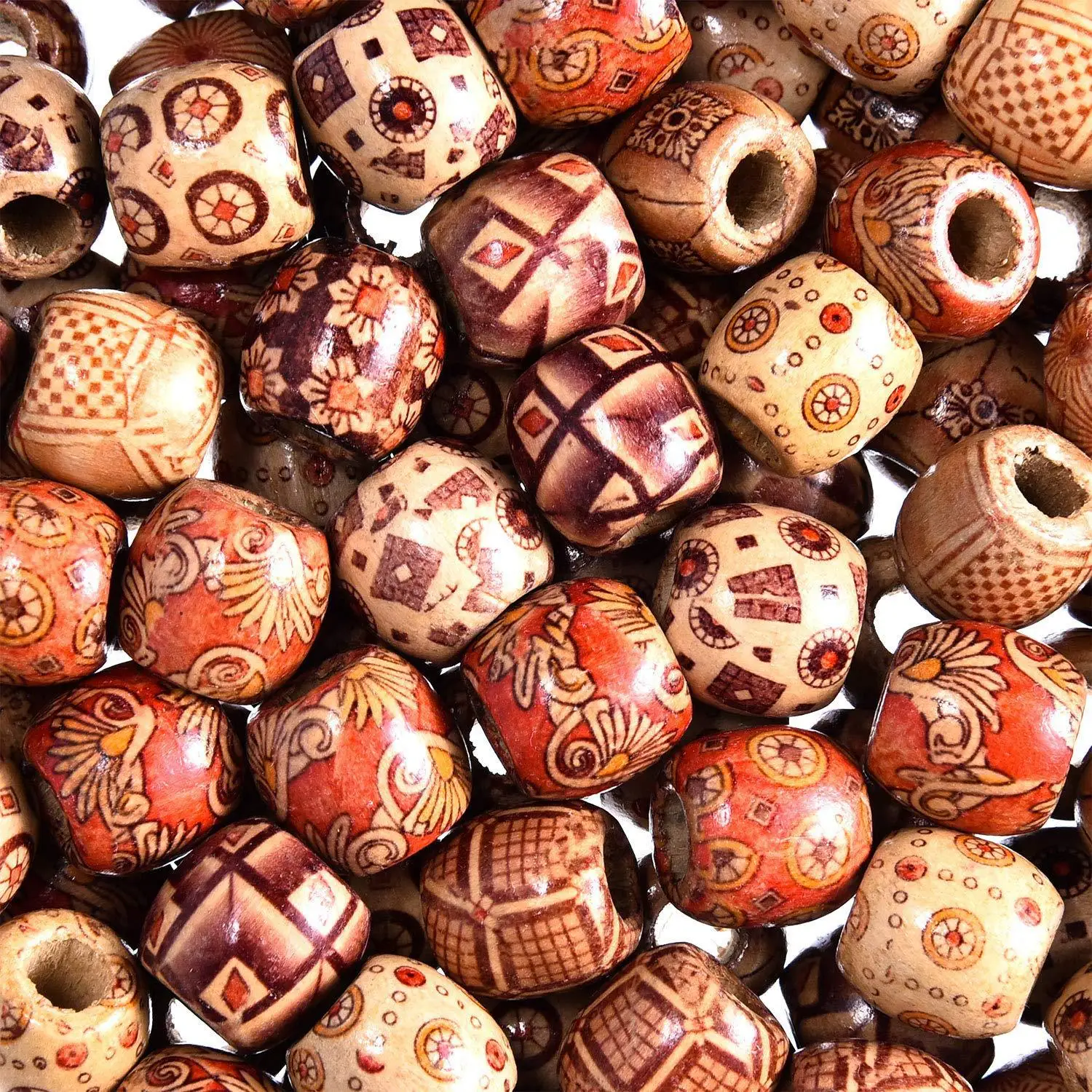 50 PCS Dread Dreadlock Beads Random colors Wooden Large Hole Beads Wig Accessories For Men Women Hair Accessories