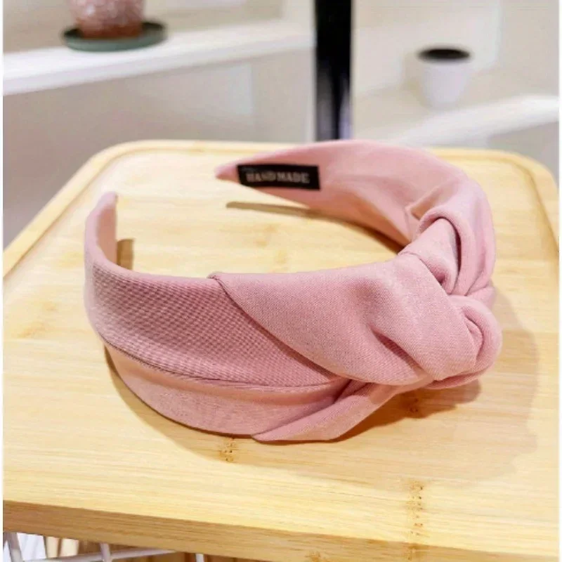 Fashion Solid Wide Knot Fabric Twist Hairbands for Women Girls Bezel Hair Hoops Party Hair Accessories Korean Ladies Headbands