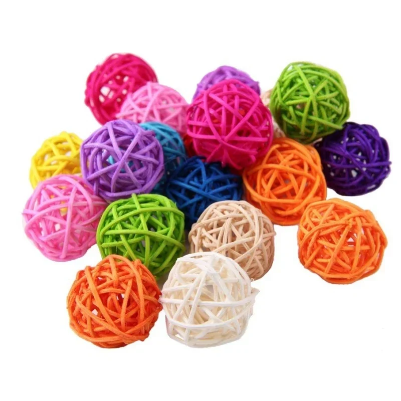 Pet Bird Chewing Bird Rattan Ball Toy For Parrot Budgie Parakeet Cockatiel Chewing Playing Parrot Cages Toys 5pcs