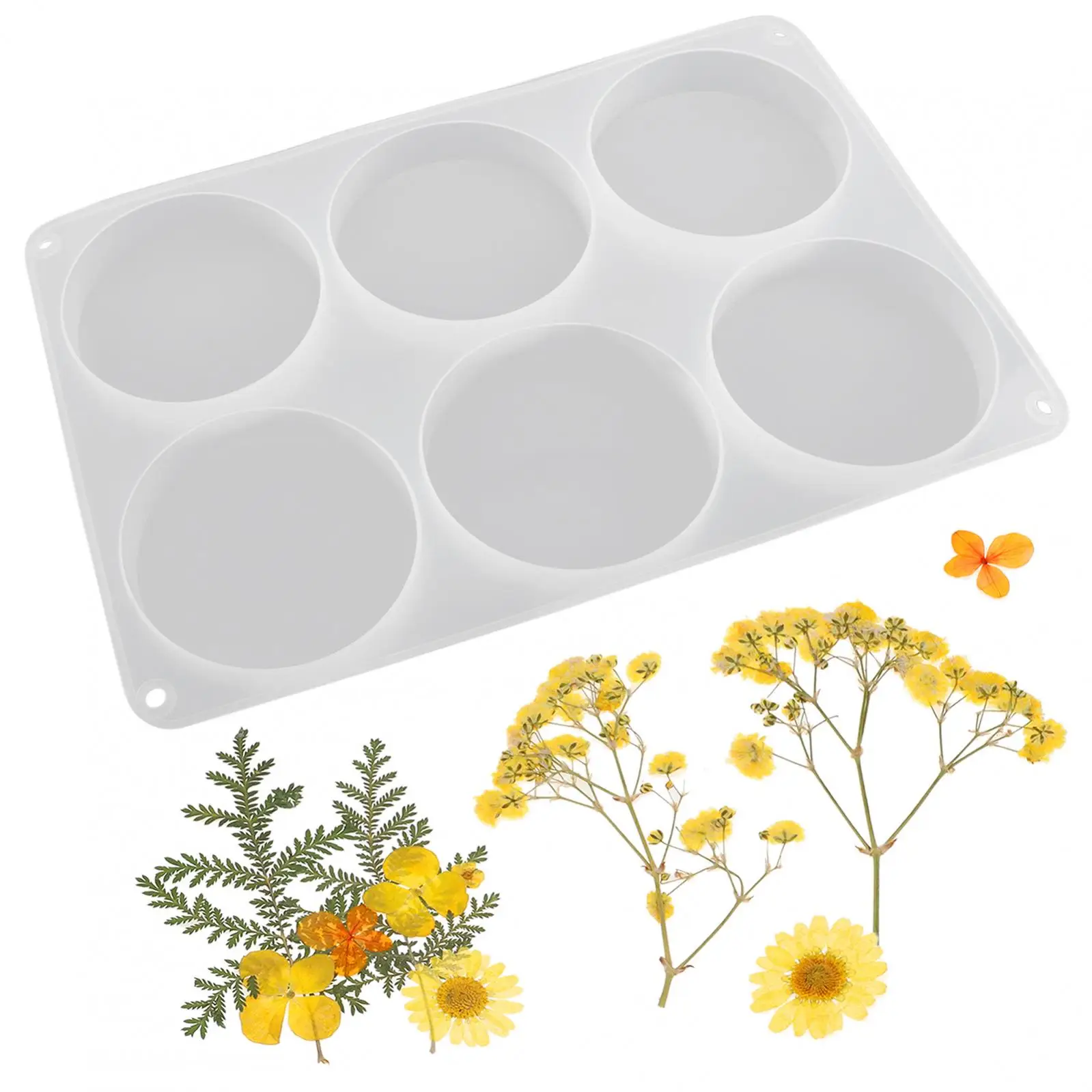 6 Cavity 4 Inch Silicone Coaster Moulds for Casting with Resin / Flower Bouquet Preservation with Pressed Dry Flowers