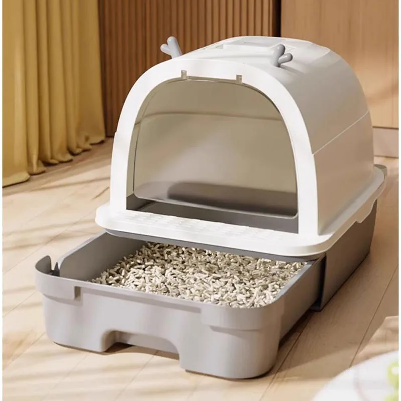 

Современный простой туалет для кошек полузакрытый, не протекает, Дезодорирующий, поднос для кошачьего туалета, стерилизующий домашний туалет для кошек, товары для домашних животных LVBK