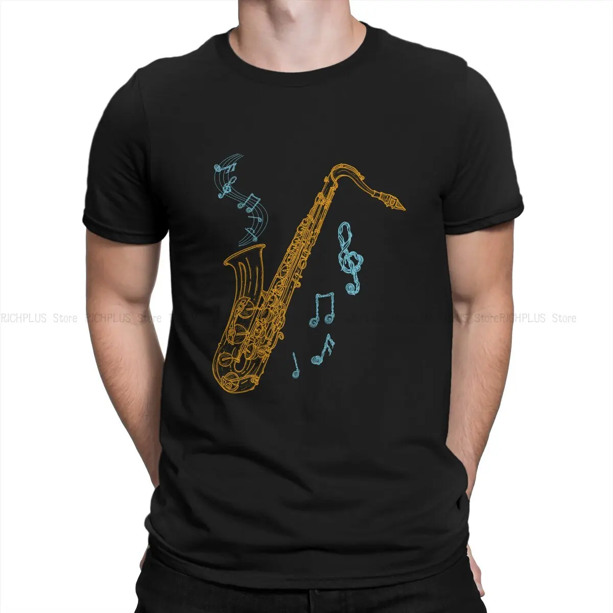 Music Art Men's TShirt Saxophone Player Fashion Polyester T Shirt Original Streetwear New Trend