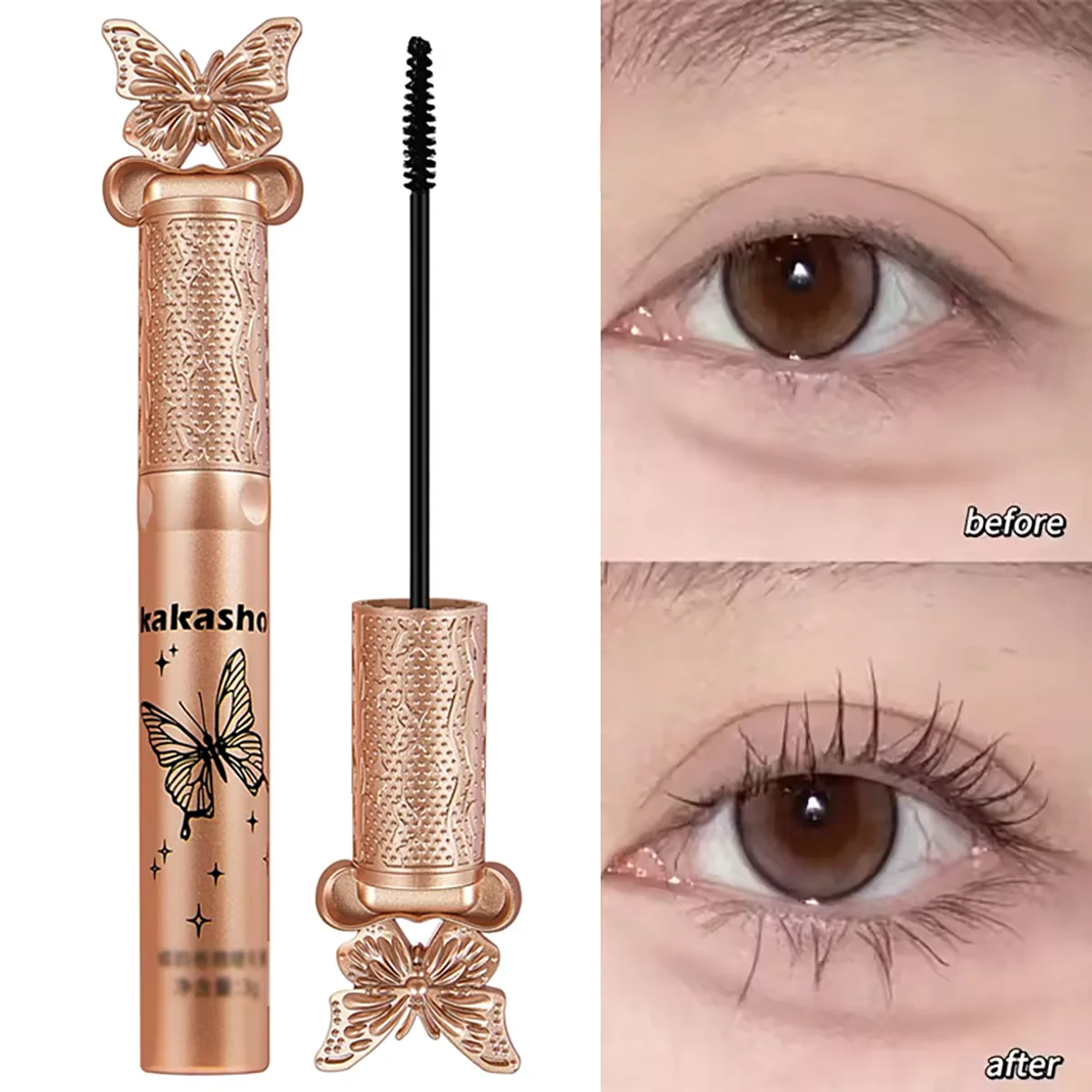 Kakashow fibra de seda fosco rímel maquiagem escova ultrafina alonga os cílios à prova dwaterproof água secagem rápida preto curling