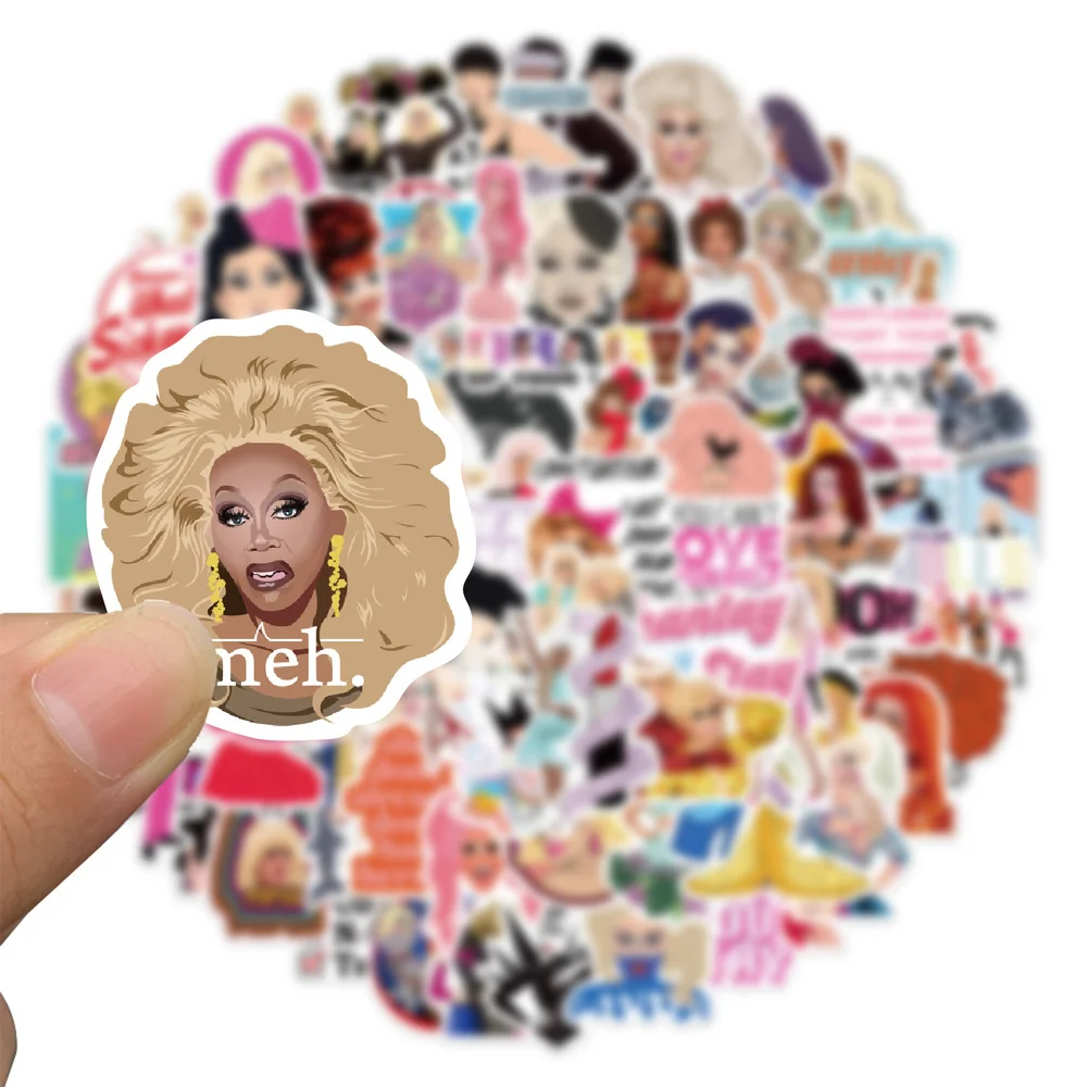 50/100Pcs TV Show Funny RuPauls Drag Race Cartoon Stickers For Cars Helmet Luggage Guitar Decal Notebook Skate Laptop DIY