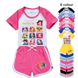 2024 Casual Baby Kids Sport Clothing Rainbow High Clothes Sets for Boys Girls Tops+pants sets Children Clothes 2-15Y Pyjamas