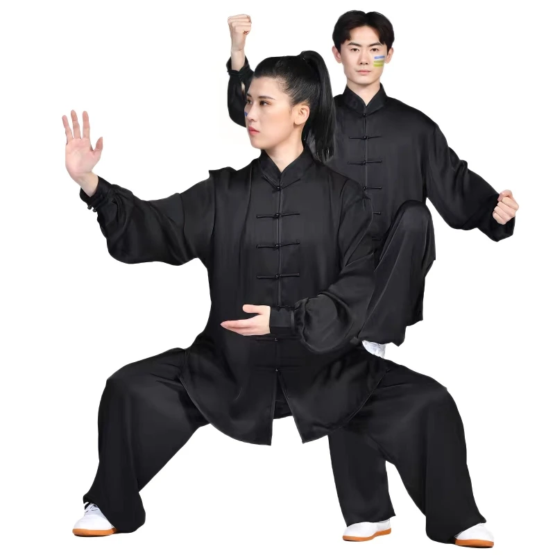 Unisex Tai Chi Uniform Set-Long Sleeve Martial Arts Suit for Men Women Traditional Kung Fu Wushu Clothing for Practice&Performan