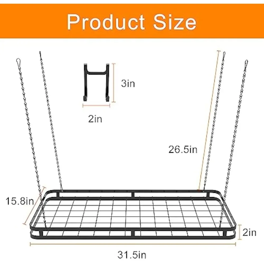 31.5 Inches Ceiling Pot Rack and Pan Rack for Ceiling with 12 Hooks, Storage Rack Multi-Purpose Organizer for Kitchen