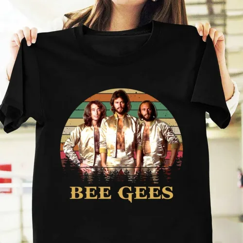 

Vintage Bee Gees band T-shirt Black Short Sleeve All Sizes