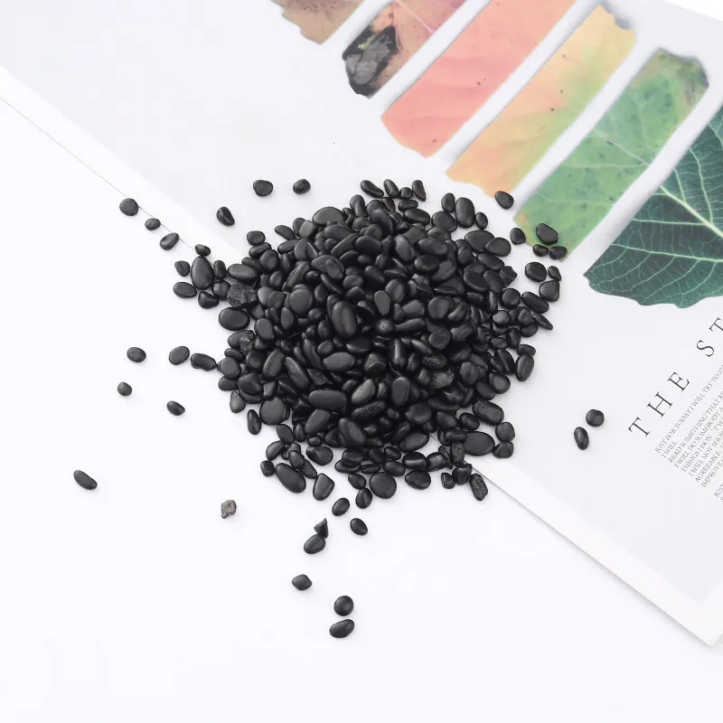 500g 0.4-4cm Natural Black Pebbles Raindrop River Pebbles Floor Decoration Stone Flower Pot Landscape Small Black Stones