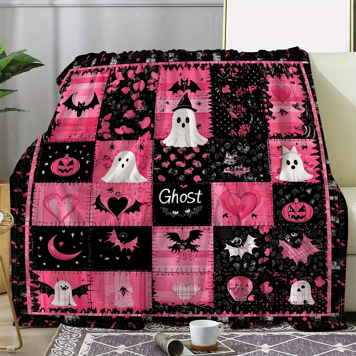 

Уютное фланелевое одеяло на Хэллоуин с принтом летучей мыши — мягкое, теплое покрывало для дивана, кровати, автомобиля, офиса, кемпинга, универсальный всесезонный подарок