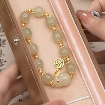 1 adet nimet şanslı çift cam dostluk tavşan bilezik moda doğal taş boncuk kadınlar takı hediyeler için