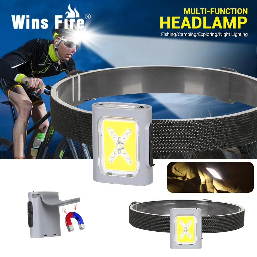 

Мини-двойной COB налобный фонарь с сенсором, зажим для шляпы, фара, 7 режимов освещения, уличный фонарик для кемпинга, охоты, индукционные налобные лампы