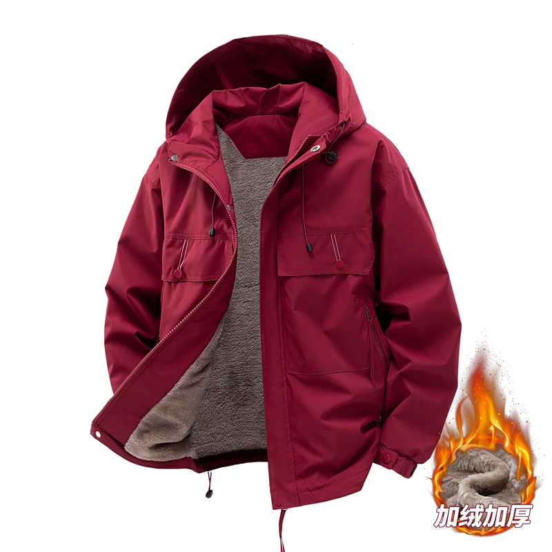 Chaqueta de lana para senderismo de invierno para hombre, cortavientos impermeable a prueba de viento para acampar, abrigos de lana gruesos y cálidos para exteriores, abrigo de invierno para hombre